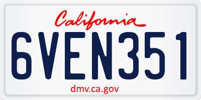 CA license plate 6VEN351