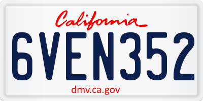 CA license plate 6VEN352