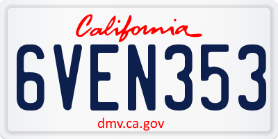 CA license plate 6VEN353