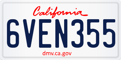 CA license plate 6VEN355