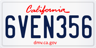 CA license plate 6VEN356
