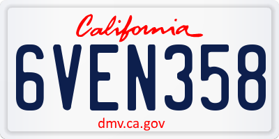 CA license plate 6VEN358