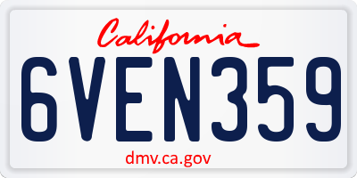 CA license plate 6VEN359