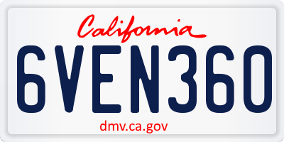 CA license plate 6VEN360