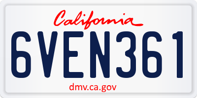 CA license plate 6VEN361
