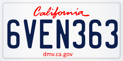 CA license plate 6VEN363