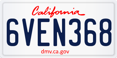 CA license plate 6VEN368