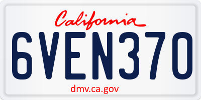CA license plate 6VEN370