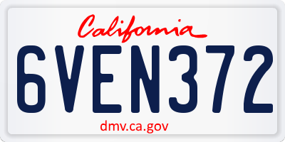 CA license plate 6VEN372