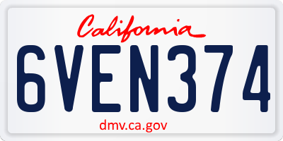 CA license plate 6VEN374
