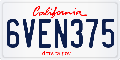 CA license plate 6VEN375