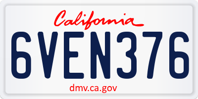 CA license plate 6VEN376