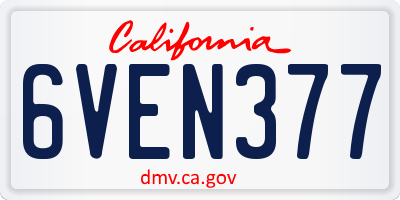 CA license plate 6VEN377