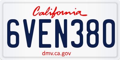 CA license plate 6VEN380
