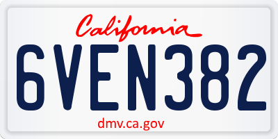 CA license plate 6VEN382