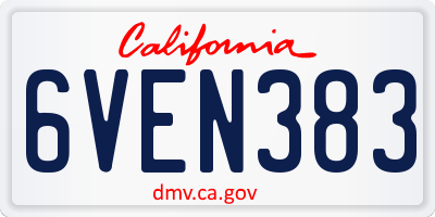 CA license plate 6VEN383