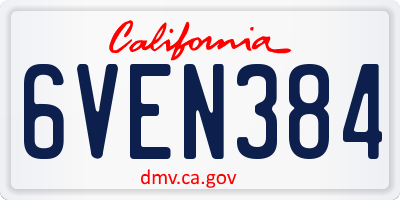 CA license plate 6VEN384