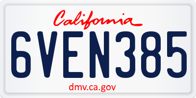 CA license plate 6VEN385