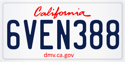 CA license plate 6VEN388