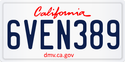 CA license plate 6VEN389