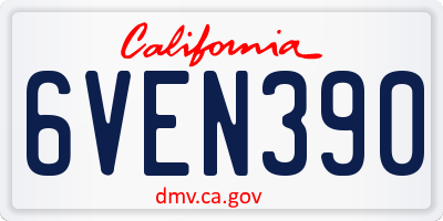 CA license plate 6VEN390