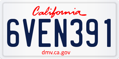 CA license plate 6VEN391