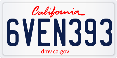 CA license plate 6VEN393