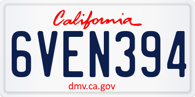 CA license plate 6VEN394