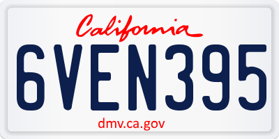 CA license plate 6VEN395