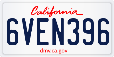 CA license plate 6VEN396