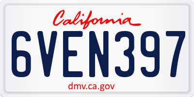CA license plate 6VEN397