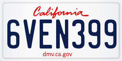 CA license plate 6VEN399
