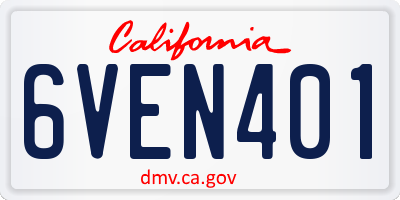 CA license plate 6VEN401