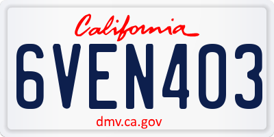 CA license plate 6VEN403