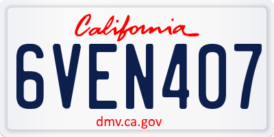 CA license plate 6VEN407