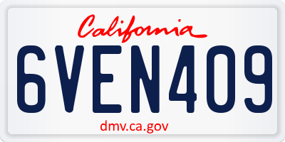 CA license plate 6VEN409
