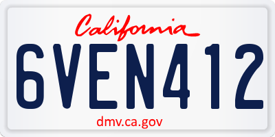 CA license plate 6VEN412