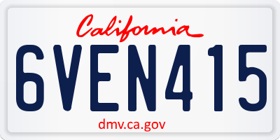 CA license plate 6VEN415