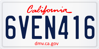 CA license plate 6VEN416