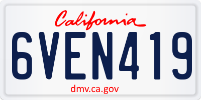 CA license plate 6VEN419