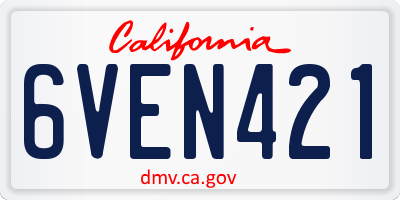 CA license plate 6VEN421