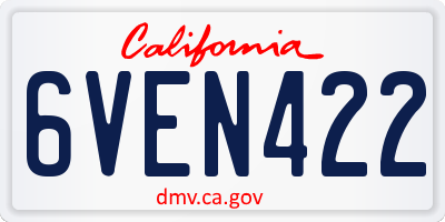 CA license plate 6VEN422