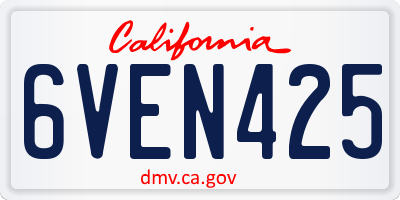 CA license plate 6VEN425