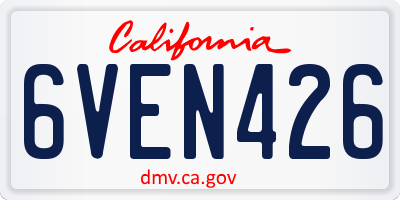 CA license plate 6VEN426