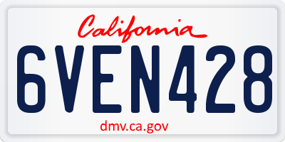 CA license plate 6VEN428