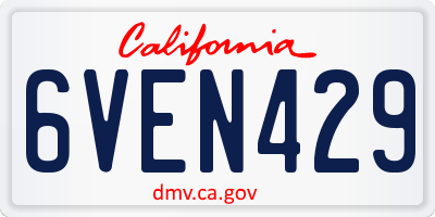 CA license plate 6VEN429