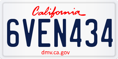 CA license plate 6VEN434