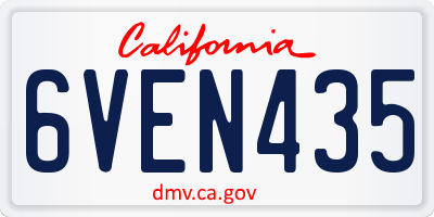 CA license plate 6VEN435