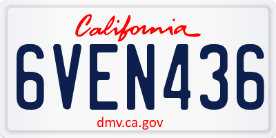 CA license plate 6VEN436