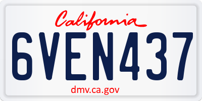 CA license plate 6VEN437